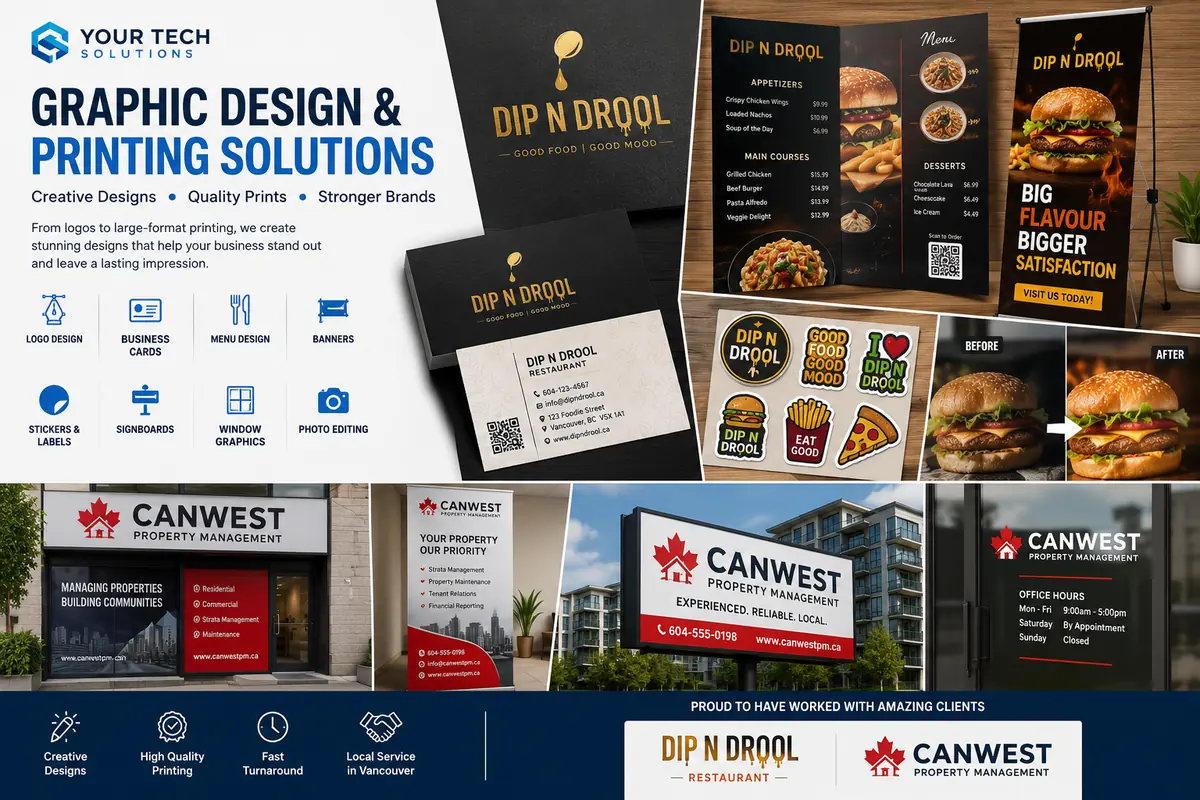 Graphic design workspace for Vancouver business print projects